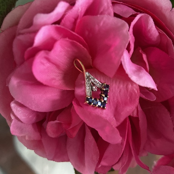 Genuine Sapphires and Diamonds 14k Gold Pendant - Picture 16 of 17